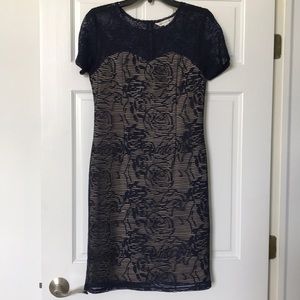 Beautiful navy blue lace illusion dress